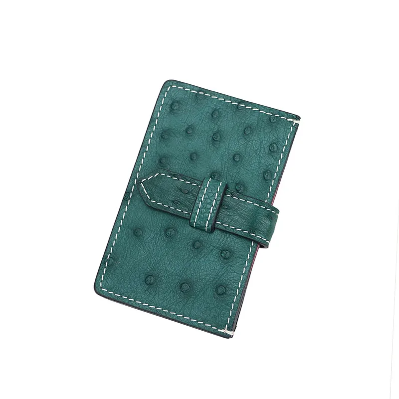dark green Роскошная натуральная кожа страуса аккордеон держатель для карт мульти карманы визитная карточка кожаный Страус держатель для кредитных карт - Цвет: dark green