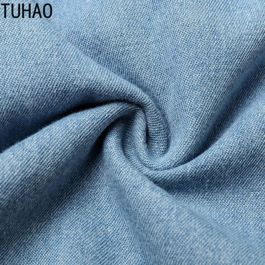 

TUHAO Vintage Denim Long Coat for Women Plus Size 4XL 3XL Loose Outerwear Long Sleeve Dresses Single-breasted Coats WM50