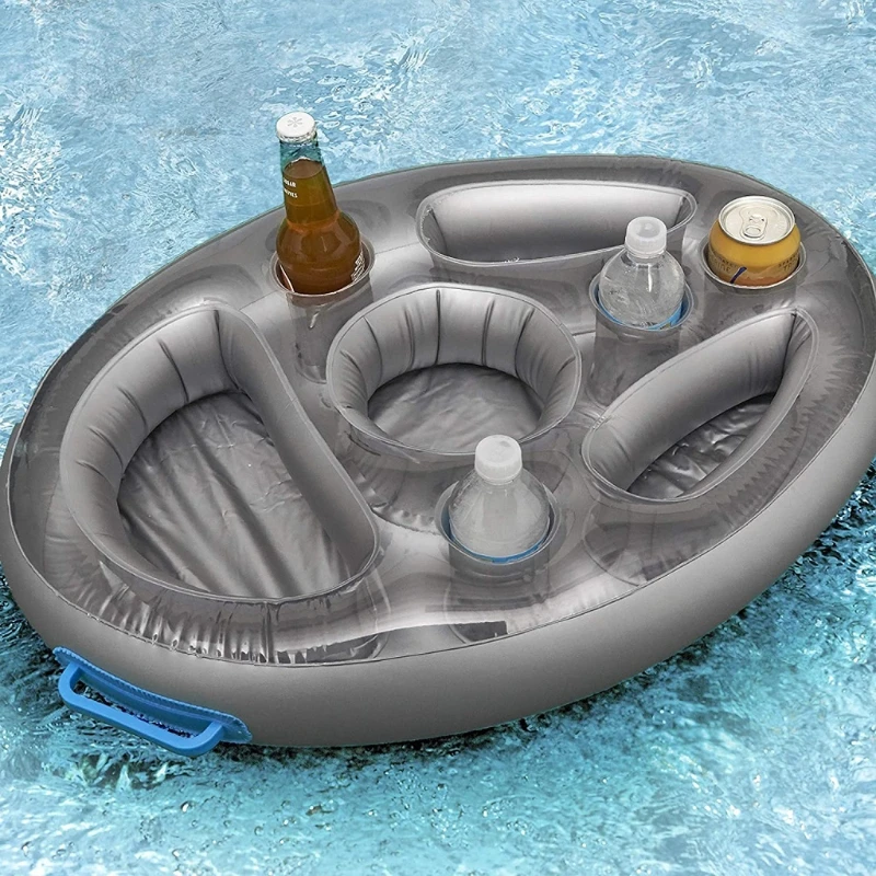 

G2AD Inflatable Floating Drink Holder with 8 Holes Large Capacity & Transparent Material,Accessories for Pools & Hot Tub