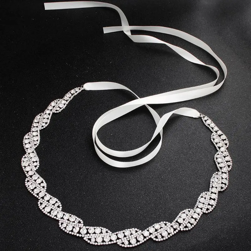 

Women Bridal Twist Braided Rhinestone Applique Waist Belt Wedding Dress Sash Jewelry Bridesmaids Evening Gown Beaded 85WB