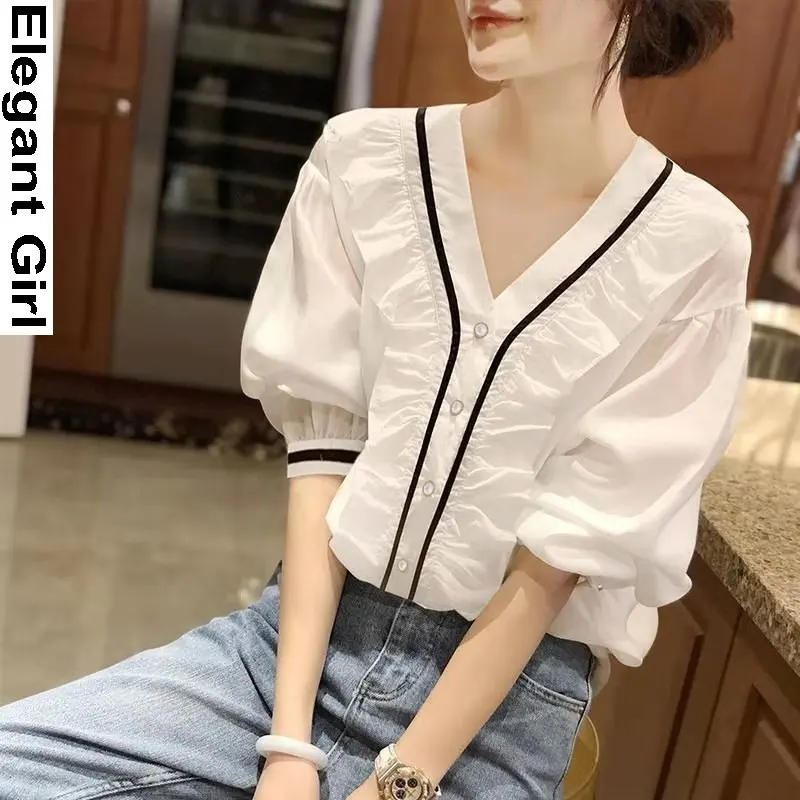 

2021 Fashion Women Blouses Women's Shirt Elegant Long Sleeve Ruffless Top Woman Blusas Mujer Tops Plus Size