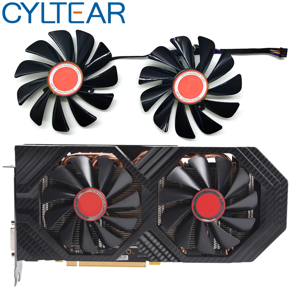 2pcs/set95MM FDC10U12S9-C CF1010U12S CF9010H12S XFX RX580 GPU Cooler Fan For HIS RX 590 580 570 Graphics Card Cooling