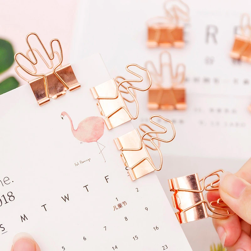 Coloffice 4 шт./компл. креативные зажимы-скобы из розового золота с фламинго зажимы для
