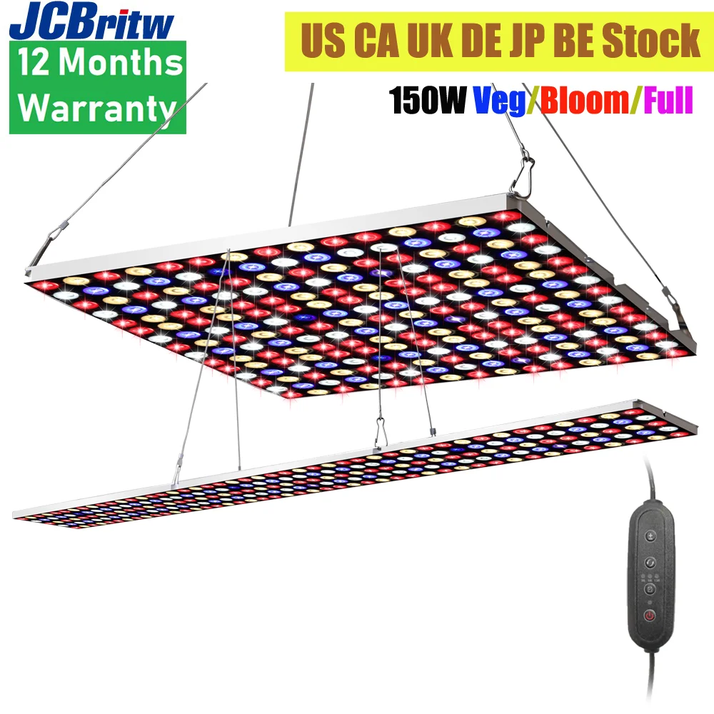 

Светодиодсветильник панель JCBritw для выращивания растений с регулируемой яркостью и таймером, переключатель света для овощей и цветов, 150 Вт,...