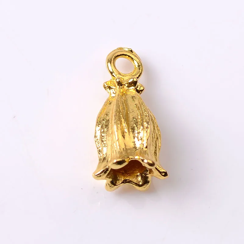 50pc 7*16mm Gold color Flower Buds charm for cloth/wedding hair Jewelry Findings for DIY Handmade Jewelry Making