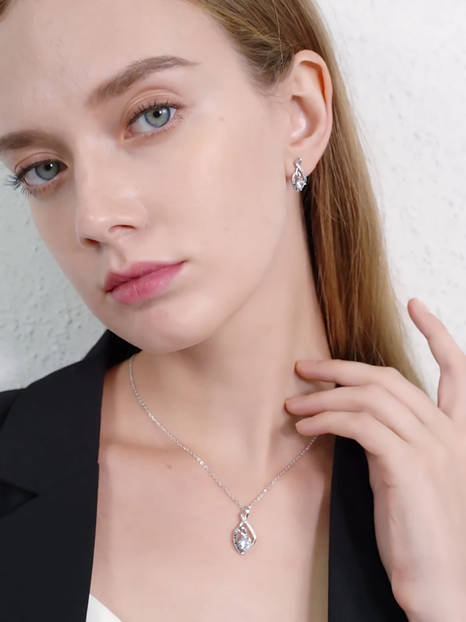 [BLACK AWN] Femme подлинные 925 пробы Серебряные Ожерелья Подвески Ювелирные изделия ЧЕРНЫЕ& ожерелье из белых камней женские ювелирные изделия P081