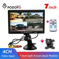podofo 7 inch split screen quad monitor 4ch video input windshield style parking dashboard for car rear view camera car styling