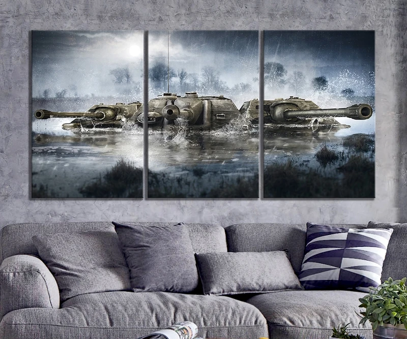 Декоративный постер с рисунком модный офисный настенный Мир танков для дома HD