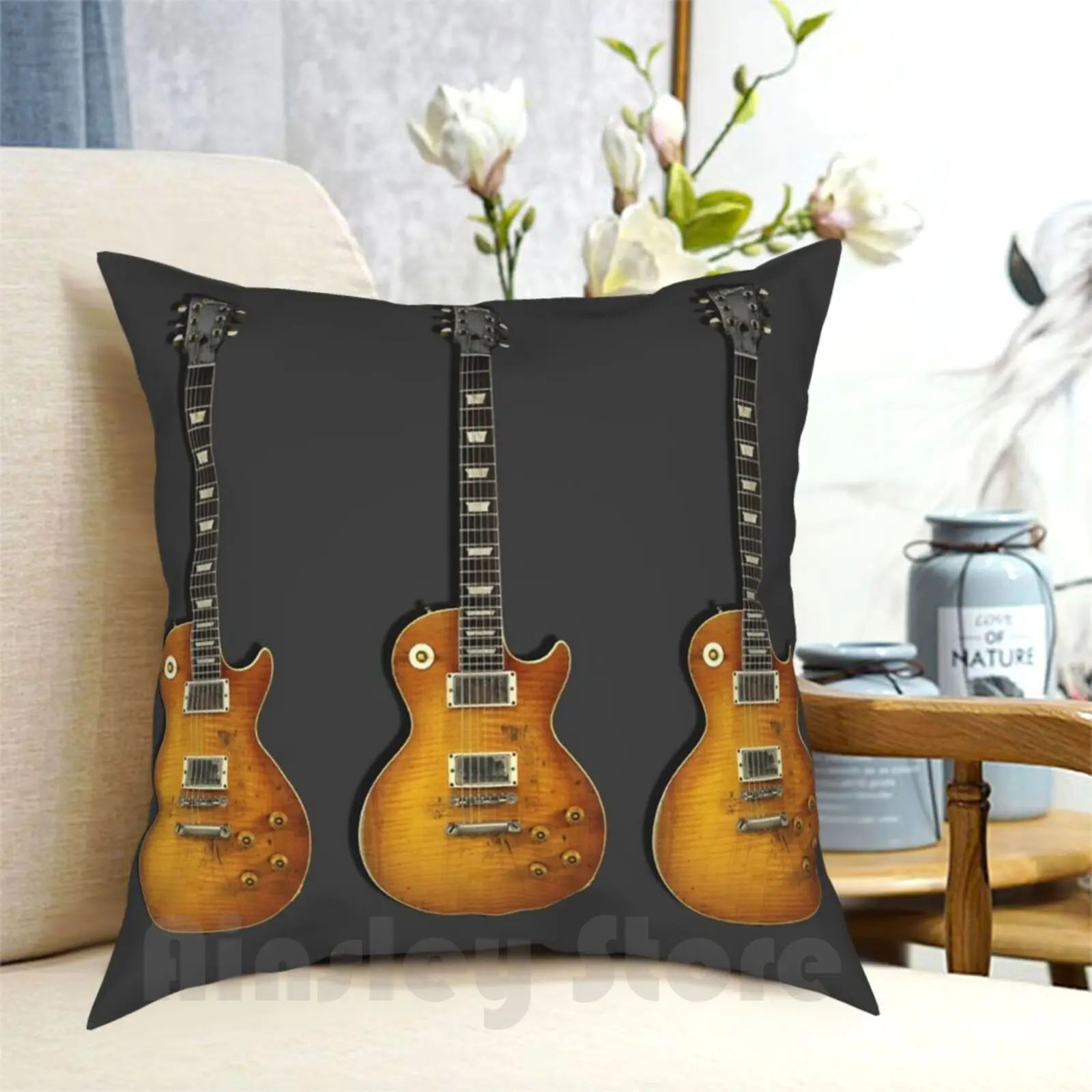 

Standard Guitar Pillow Case Printed Home Soft Throw Pillow Standard 1959 Guitar Electric Guitar Music N Roll Music Jazz