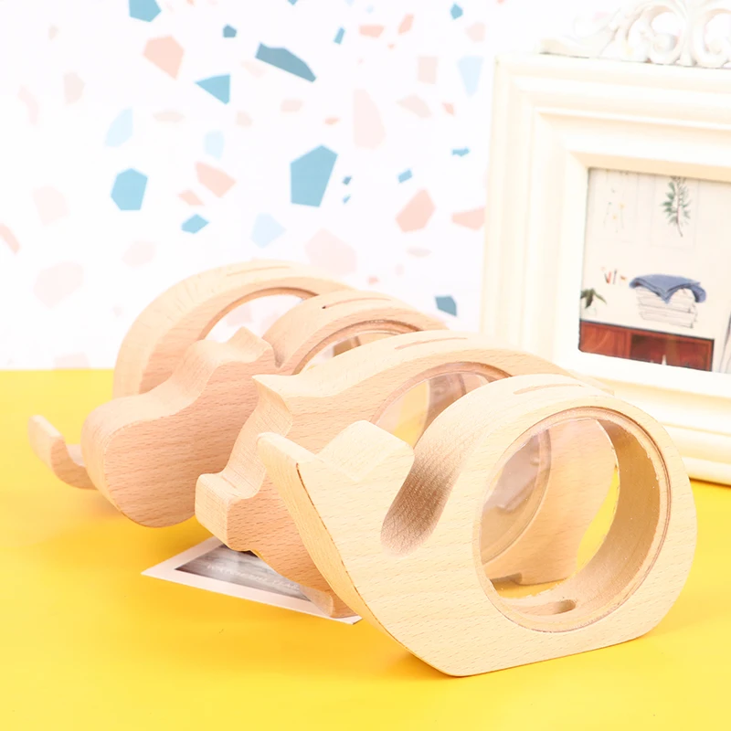 Деревянная копилка милый бегемот Кит слоны животные для монет прозрачное стекло