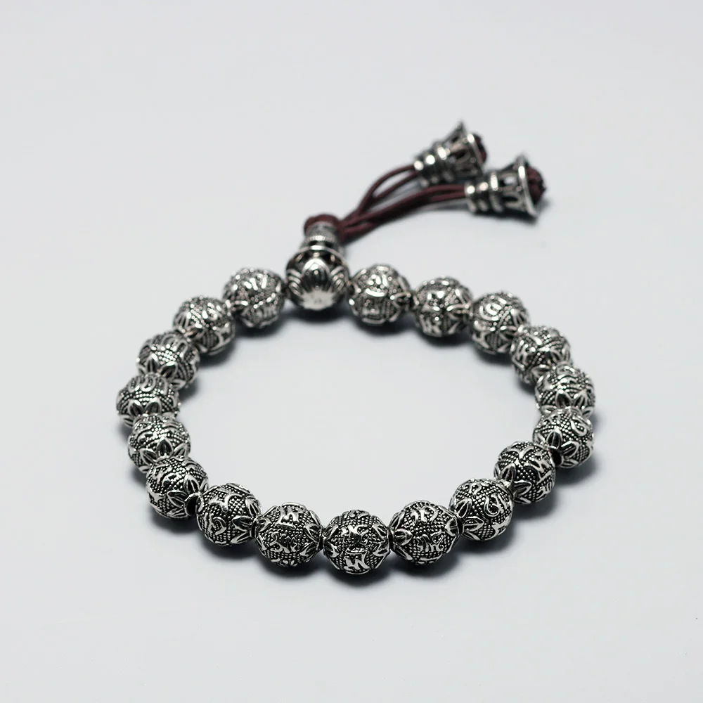 Браслет с мантрой молитвенными бусинами на санскрите гравировкой из шести слов