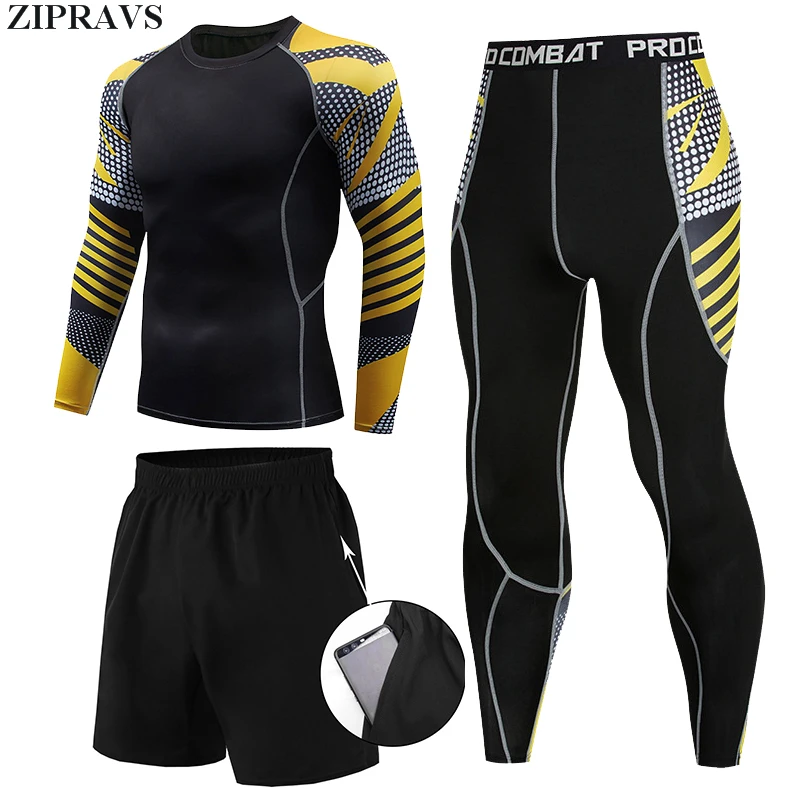 

ZIPRAVS Men's Tracksuit Compression Sports Suit Gym Fitness Clothes Running Jogging Sport Wear Training Exercise Workout Tights