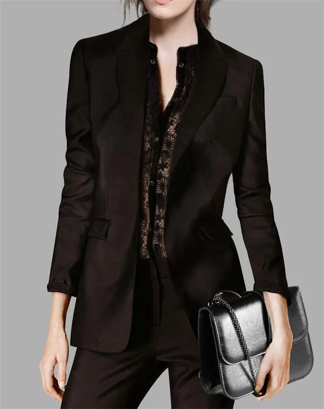 Красивые черные женские брючные костюмы офисный комплект из 2 предметов женский