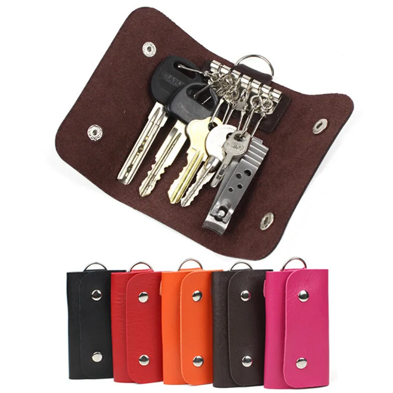

PU Keychain Men Women Solid Keyrings Wallet Covered Hasp Fashion Keys Wallets Organizer Holders Storage Bag Creative Gift