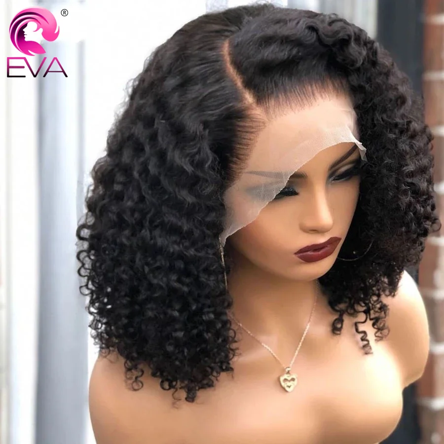 

Eva Hair 150% 13x6 Lace Front Human Hair Wigs Short Bob Lace Front Curly Remy Hair Wig Pre Plucked With Baby Hair For Women