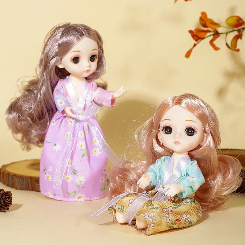 6pcs/set 16cm ob11 bjd Dolls with Clothes 13 Movable Jointed Doll Toys Mini Baby DIY Makeup Toy for Girls Gift Box | Игрушки и хобби