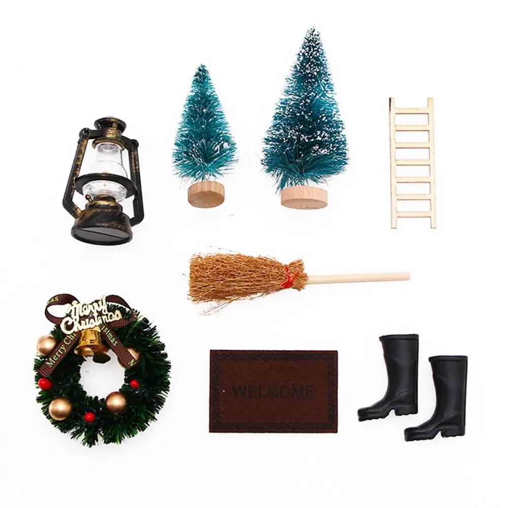 

DIY Christmas Tree Decorations 6 Pieces Christmas Dollhouse Accessories Set With Accessories Boots Lantern Christmas Tree Decor