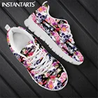 Женские классические кроссовки INSTANTARTS, брендовые дизайнерские сетчатые кроссовки на плоской подошве, дышащая обувь на шнуровке с изображением сахарного черепа