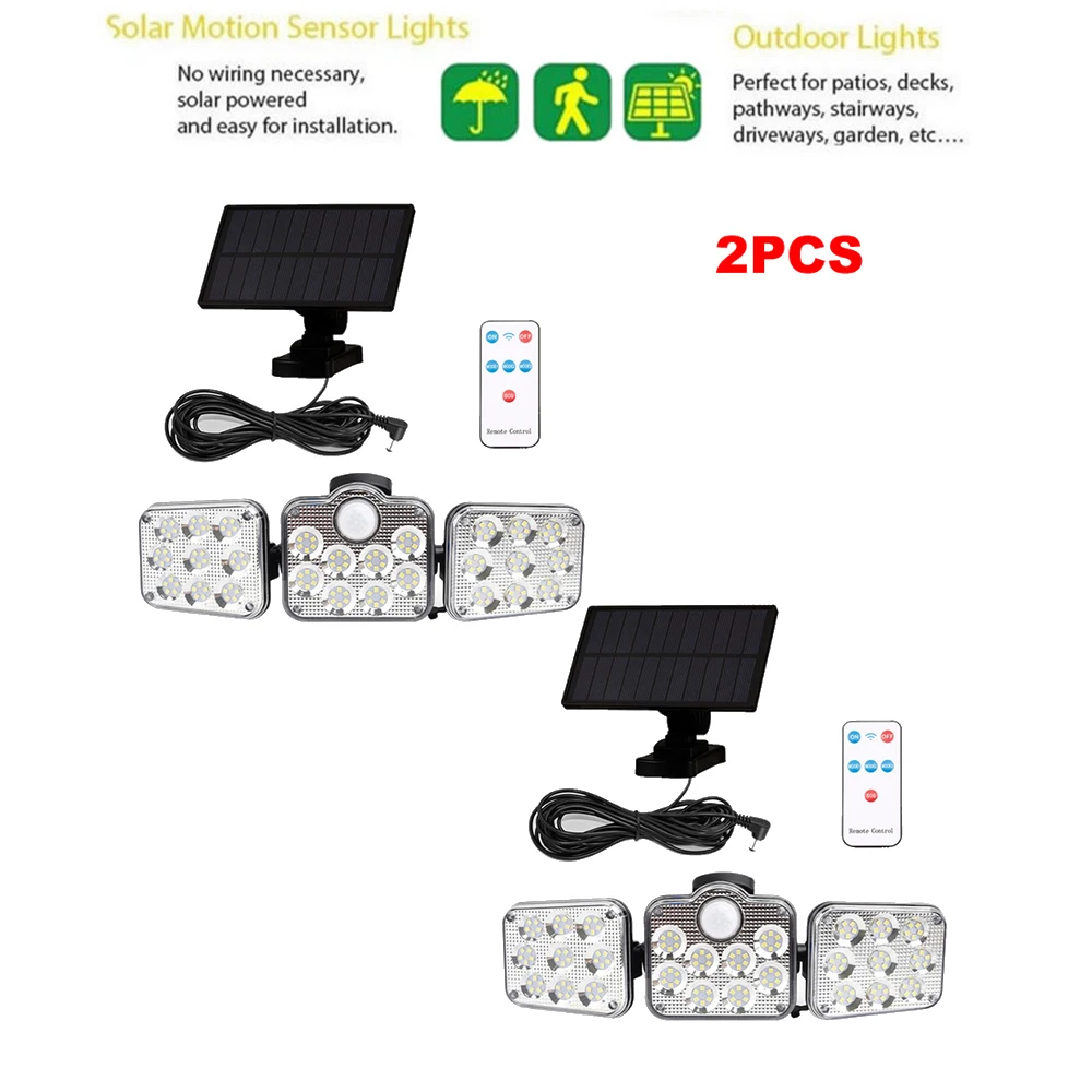 

2pcs 138 led seperable remote 3 Modes Solar Wall Light PIR Motion Sensor Outdoor Waterproof Garden Solar Power Street Path Lamp