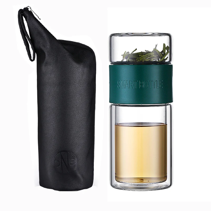 Green 200ml Oneisall чайная бутылка для воды, посуда для путешествий, портативная, с двойными стенками, стеклянный, чайный инфузионный стакан, фильтры из нержавеющей стали, фильтр для чая - Цвет: Green 200ml
