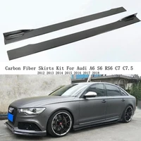 carbon fiber side body skirts kit lip splitters trim cover spoiler for audi a6 s6 rs6 c7 c7 5 2012 2018 car accessories