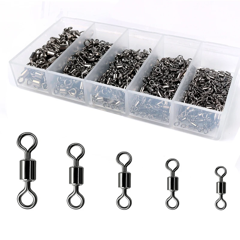 

Stainless Steel Fishing Connector 8-word Ring Connector Rolling Swivel Solid Ring 200/300/400/500Pcs Fishing Hook Tools Pesca