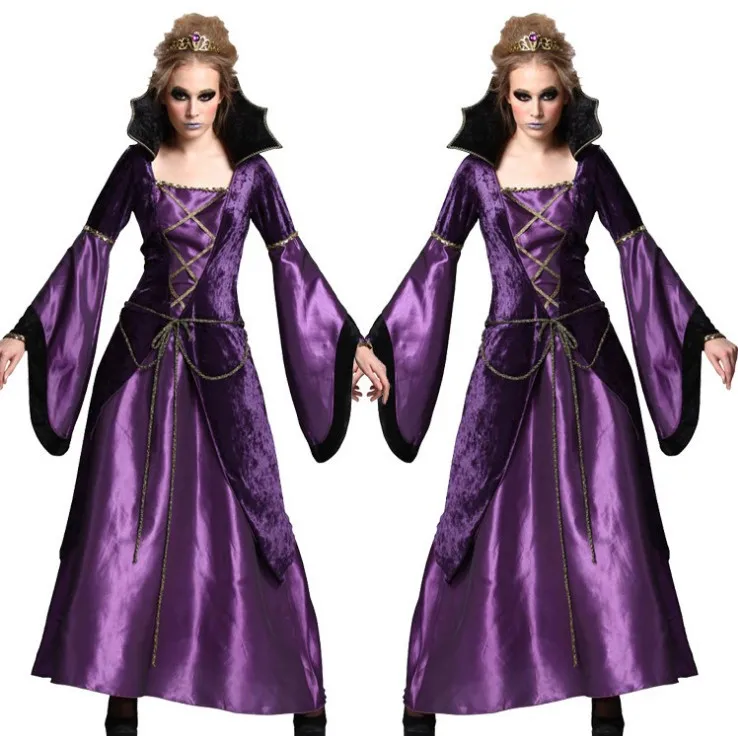 

Purple Noble Temperament Vampire Queen Costume Halloween Carnival Party Cosplay Devil Vampire Witch Fancy Dress