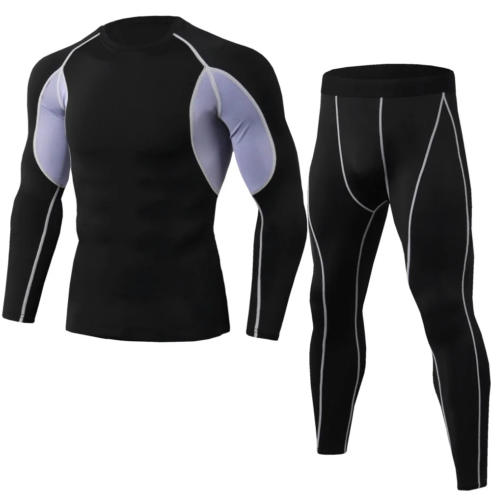 

New Men's 2pcs Long Cool Dry Compression Set Baselayer Top Bottoms