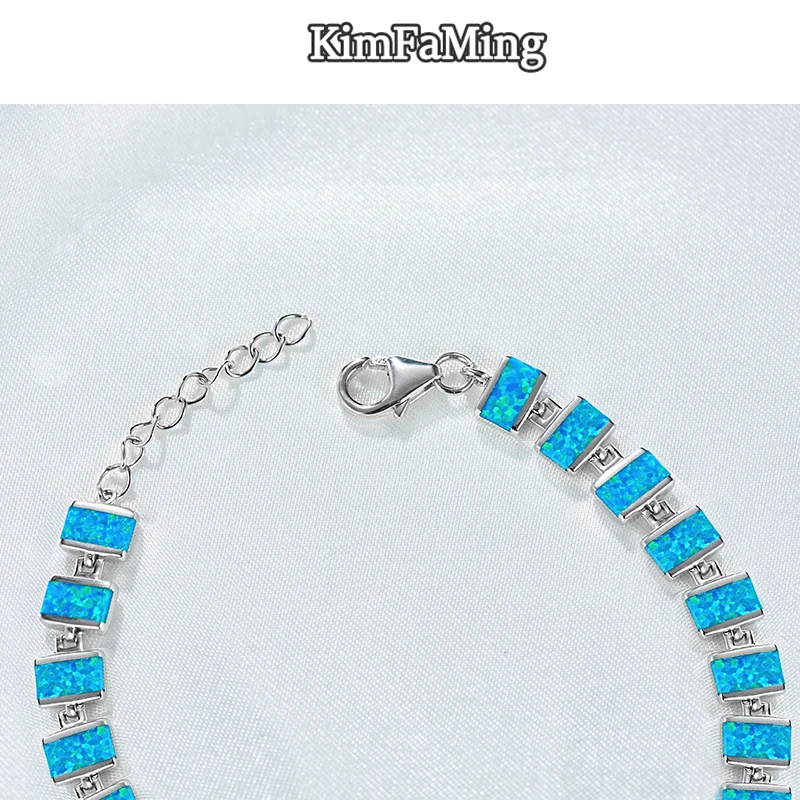 

Trendy Rectangular Opal Silver Bracelets Jewelry for Men High Quality Statement Jewellery Casual /Wedding OPB003