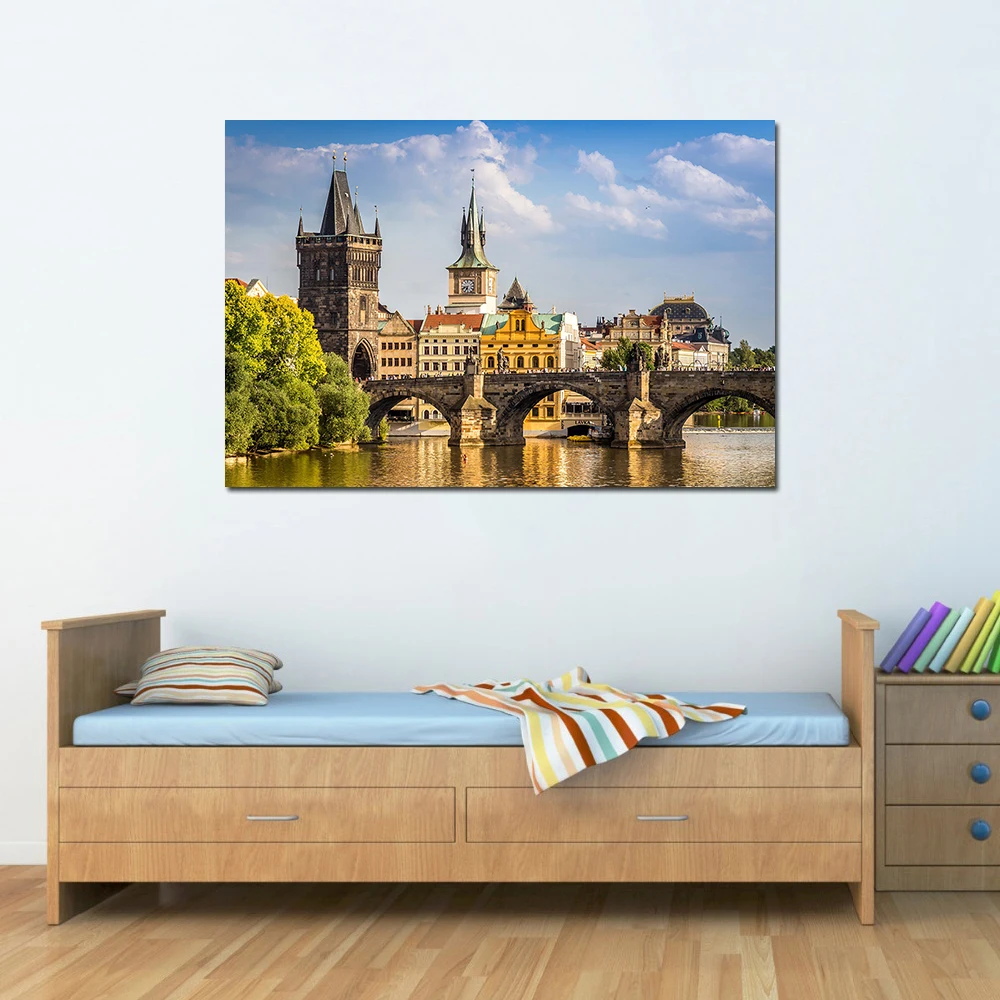 Прага Чарльз Мост Чехия городской пейзаж плакат холст ткань печать живопись для