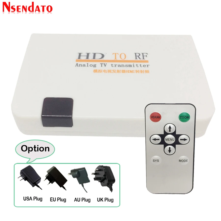 Коаксиальный преобразователь HD в RF аналоговый сигнал ТВ передатчик с пультом