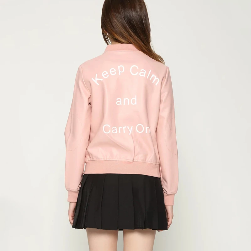 Женская короткая куртка бомбер TMODA255 из искусственной кожи в повседневном стиле