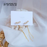 obear 14k real gold plated korean crystal tassel stud earrings women charming temperament jewelry wedding gift