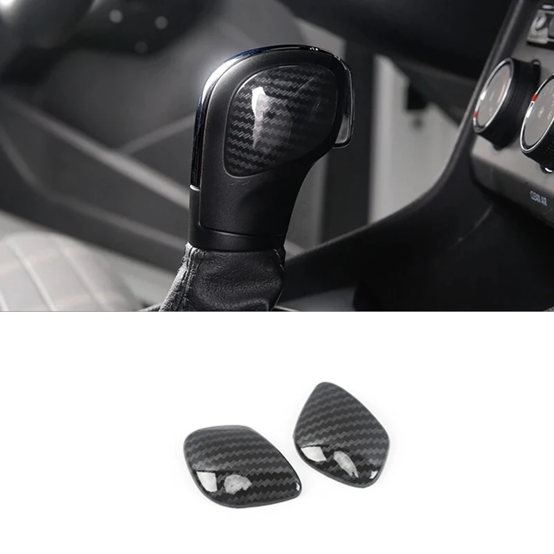 

ABS Carbon fiber Car gear shift lever knob handle Cover Trim Sticker Styling For Seat Tarraco 2018 2019 2020 Accessories 2pcs