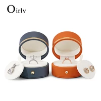 oirlv fashion round multiple colour pu leather ring box jewelry storage organizer for engagement