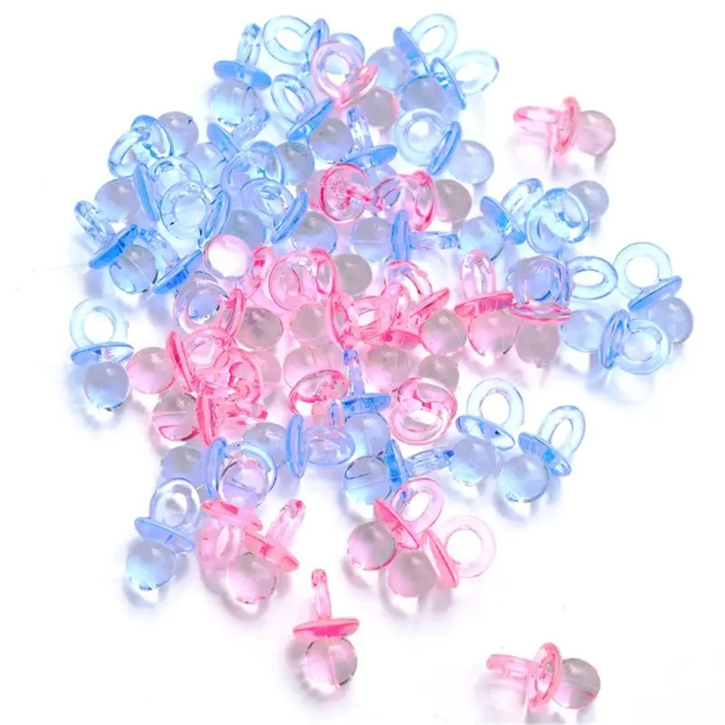 

100 Pcs Pink Acrylic Baby Pacifiers Baby Shower Decoration Table Scatter