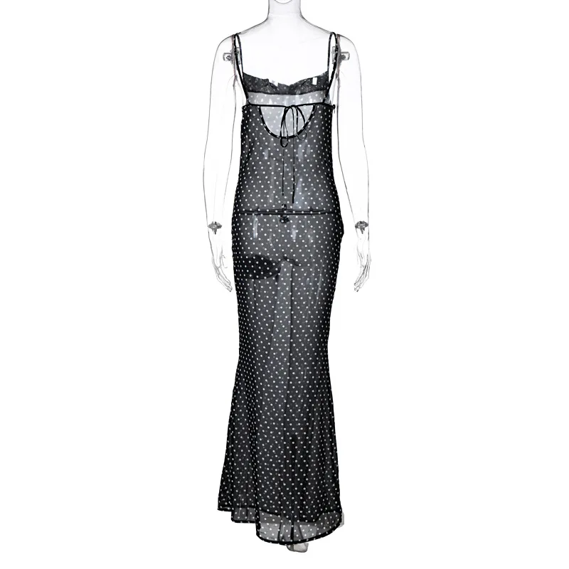

HOUZHOU Sexy Slip Dress Black Backless Bandage Maxi Dresses for Women Sundresses Women Spaghetti Strap Off Shoulder Beachwear