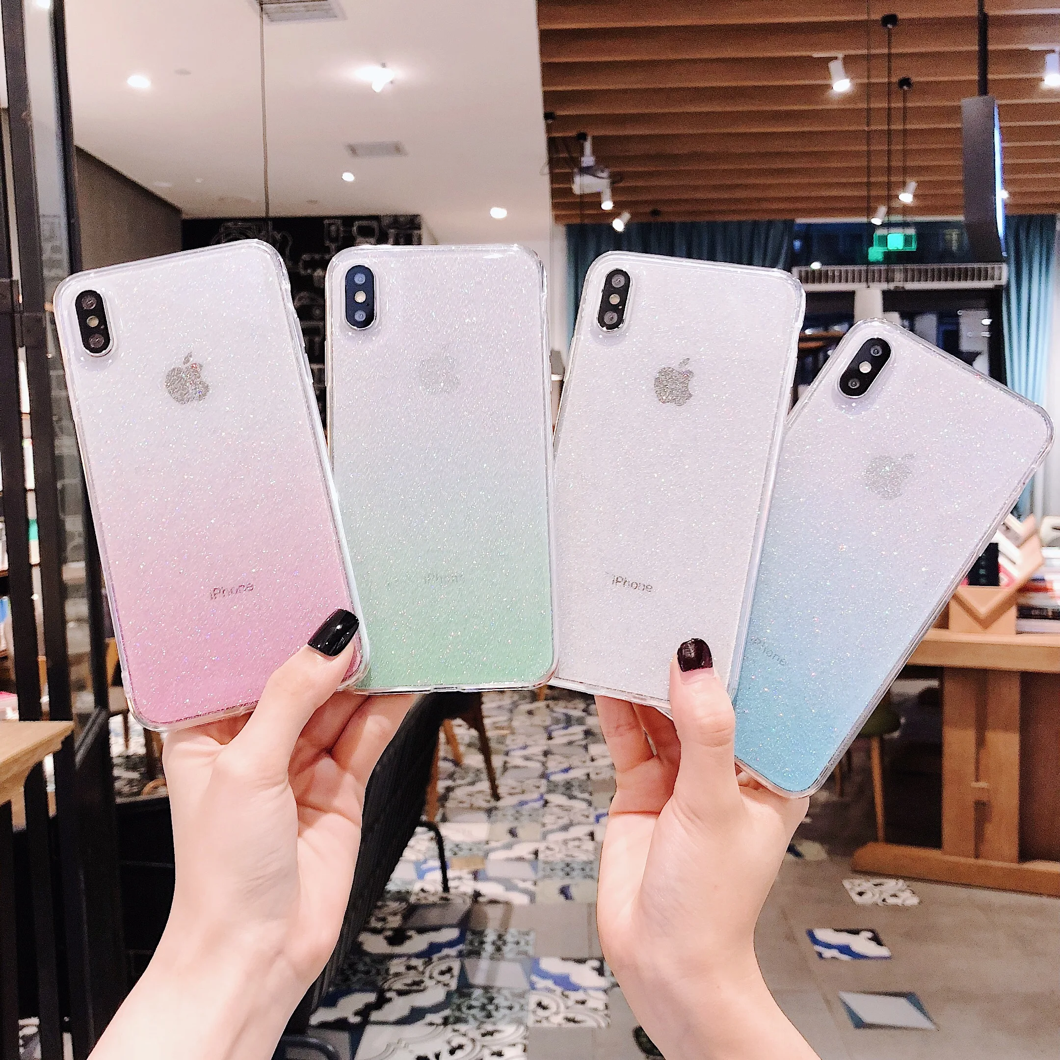 Fashion Gradient Shining Glitter Phone Case For iPhone 11 Pro Max 2019 XR XS MAX X 8 7 Plus 6 6s Clear Back Cover Capa |