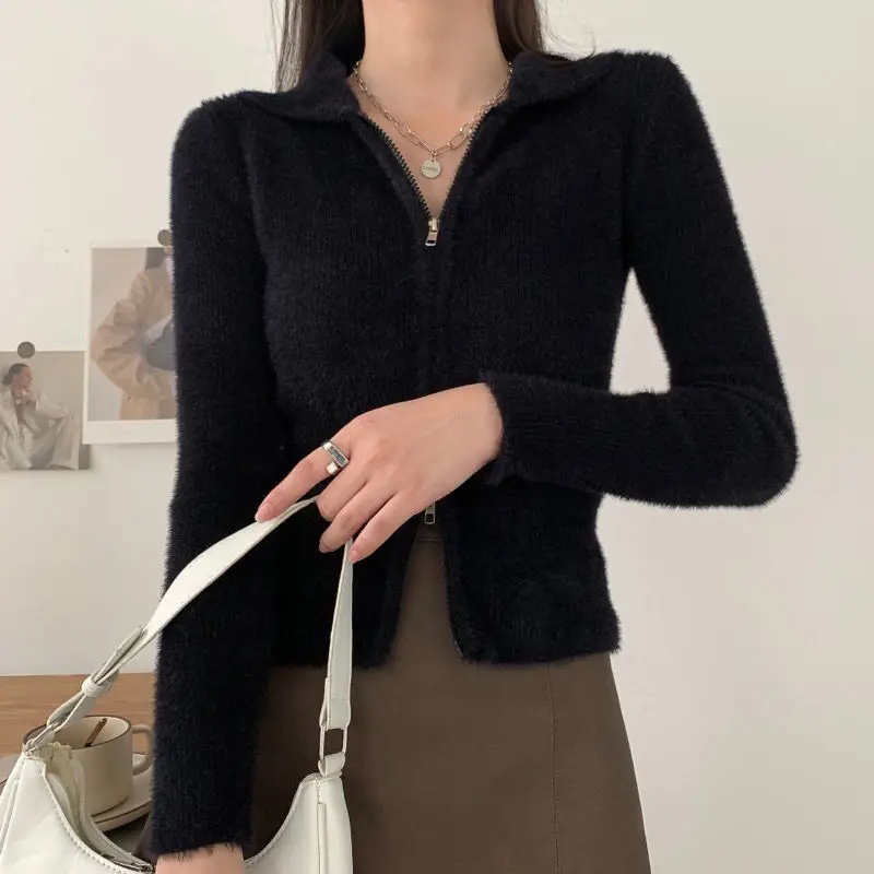 

Cardigan Spring Womens Simple Fashionable Sweater Solid Bodycon High Elasticity Fit Simple Daily Casual Korean Style