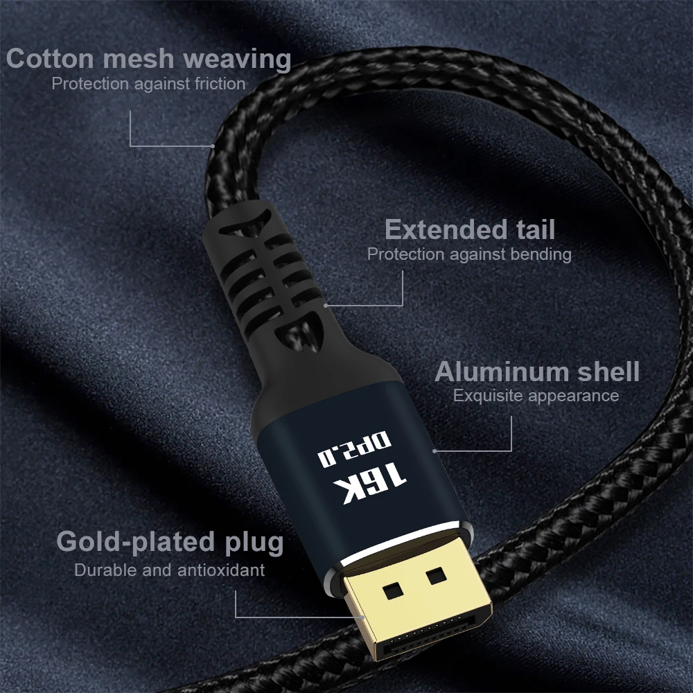 Новый настоящий кабель DisplayPort 2 0 высокоскоростной 16K @ 60Hz 4K 165Hz 80 Гбит/с HDR 3D DP