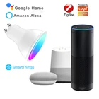Умная Светодиодная лампа Tuya ZigBee, осветительный прибор с RGB + CCT затемнением, меняющим цвет, с поддержкой Alexa Google SmartThings, с приложением Smart Life