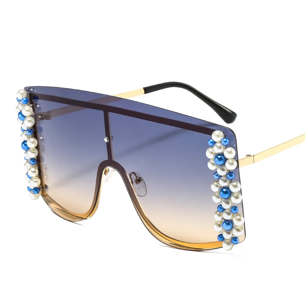 

Oversized Sunglasses Women Luxury Pearl Fashion Vintage Sun Glasses Rimless Goggle Eyeglasses Protcetion for Men Wholesale Bulk