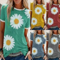 fashion blouse women clothes women plus size summer sunflower print short sleeve o neck loose blouse t shirt femme top
