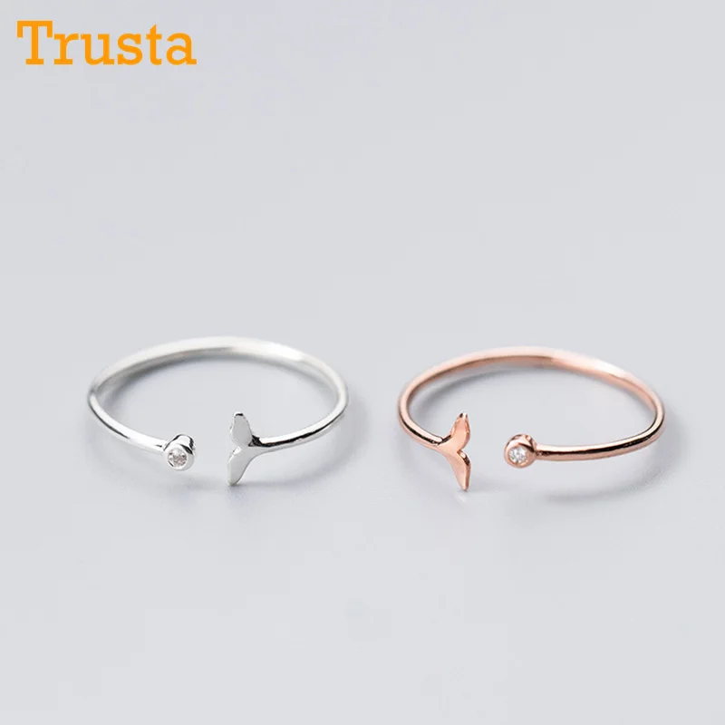 Trusta,,, 925, цельное Настоящее Стерлинговое Серебро, модные женские кольца с 2 сердечками, размер 5, 6, 7, прекрасный подарок для девочек-подростков, DS1071