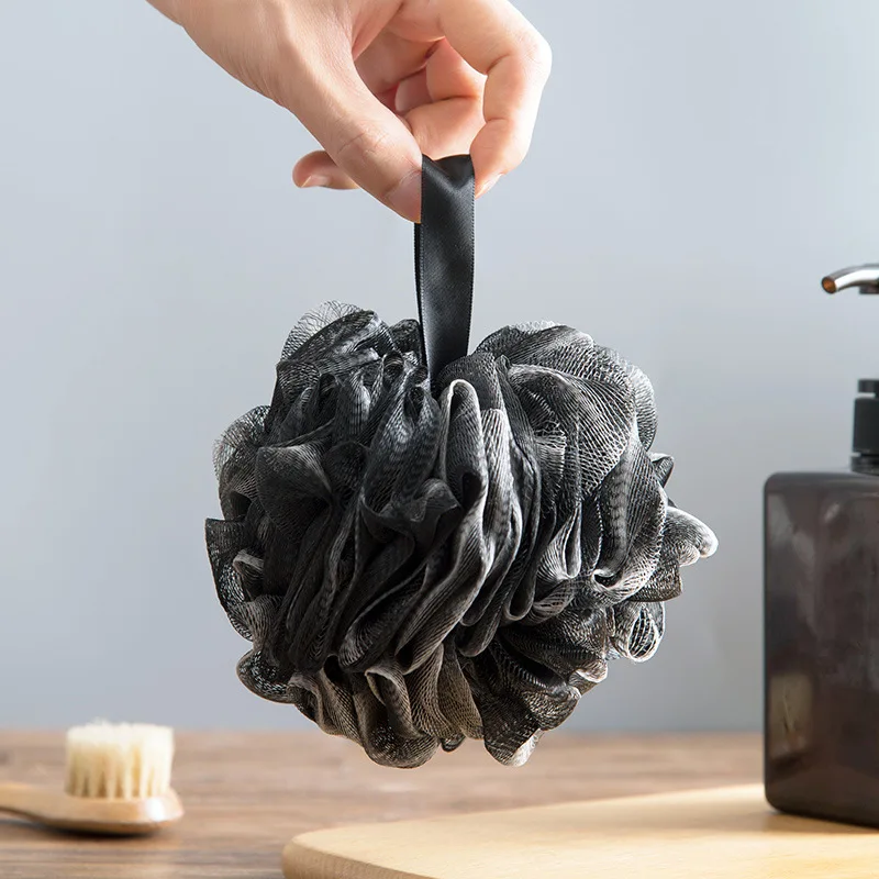 

Soft Back Rubs Sponge Bath Ball Mesh Foaming Sponge Exfoliating Scrubber Black Shower Body Skin Cleaner Bathroom Accessories