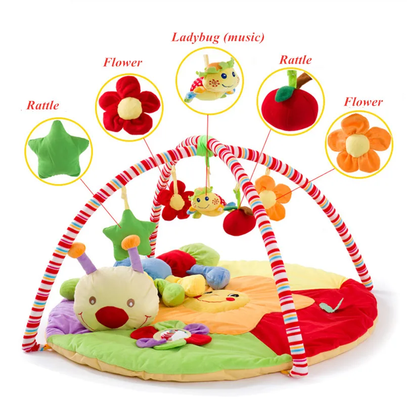 Baby Activity Mat with rack Musical Soft Cotton Crawling Mat Round bed Infant Fitness Carpet Gift For Kids moving bed Baby Gym