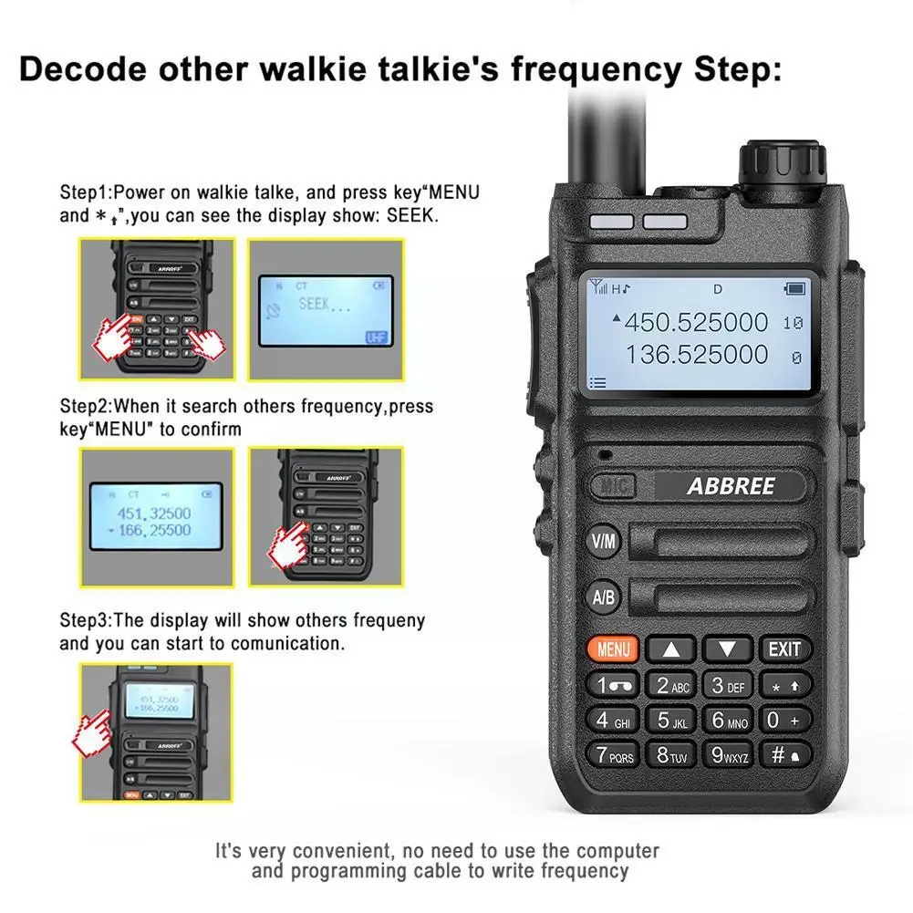 Outdoor High-power Full Range 136-520mhz Walkie Talkie Binding Frequency Seconds 2 Abbree -f5 8w Station Hand Automatic Z9s6 images - 6