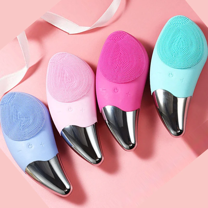 Мини щетка для чистки лица силиконовый ультразвуковой скребок кожи массажер