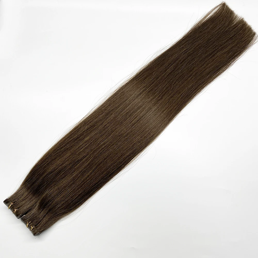 PU Skin Weft Hand Tied Injection Tape Hair Brown Color Virgin Real Tape Hair Extensions