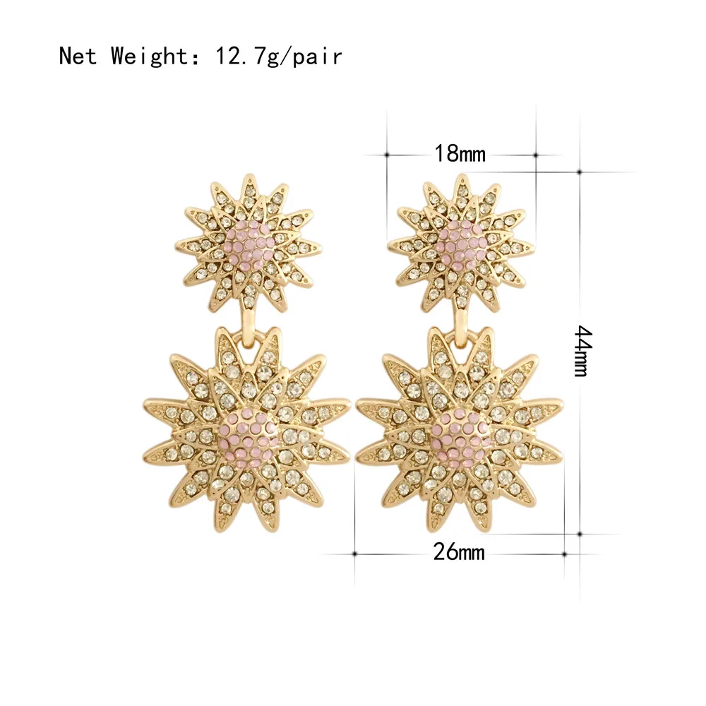 

Luxury Shiny Drop Earrings Gold Color Alloy Clear Stone Decorate Star Flower Shape Earrings for Women Wedding Party Fashion